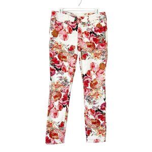 Anthropologie Pilcro Floral Jeans Womens Size 28 Mid Rise Skinny
